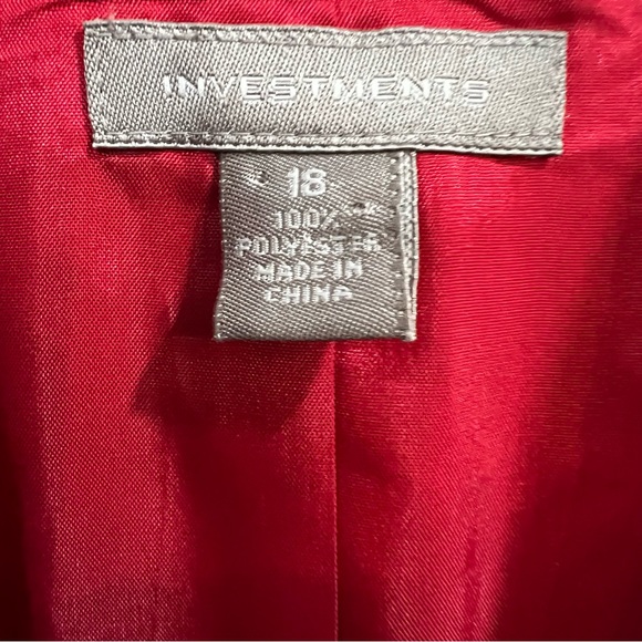 Investments Blazer Suit Jacket Fully Lined 2 Patch Pockets Linen-Look Polyester - Picture 3 of 7